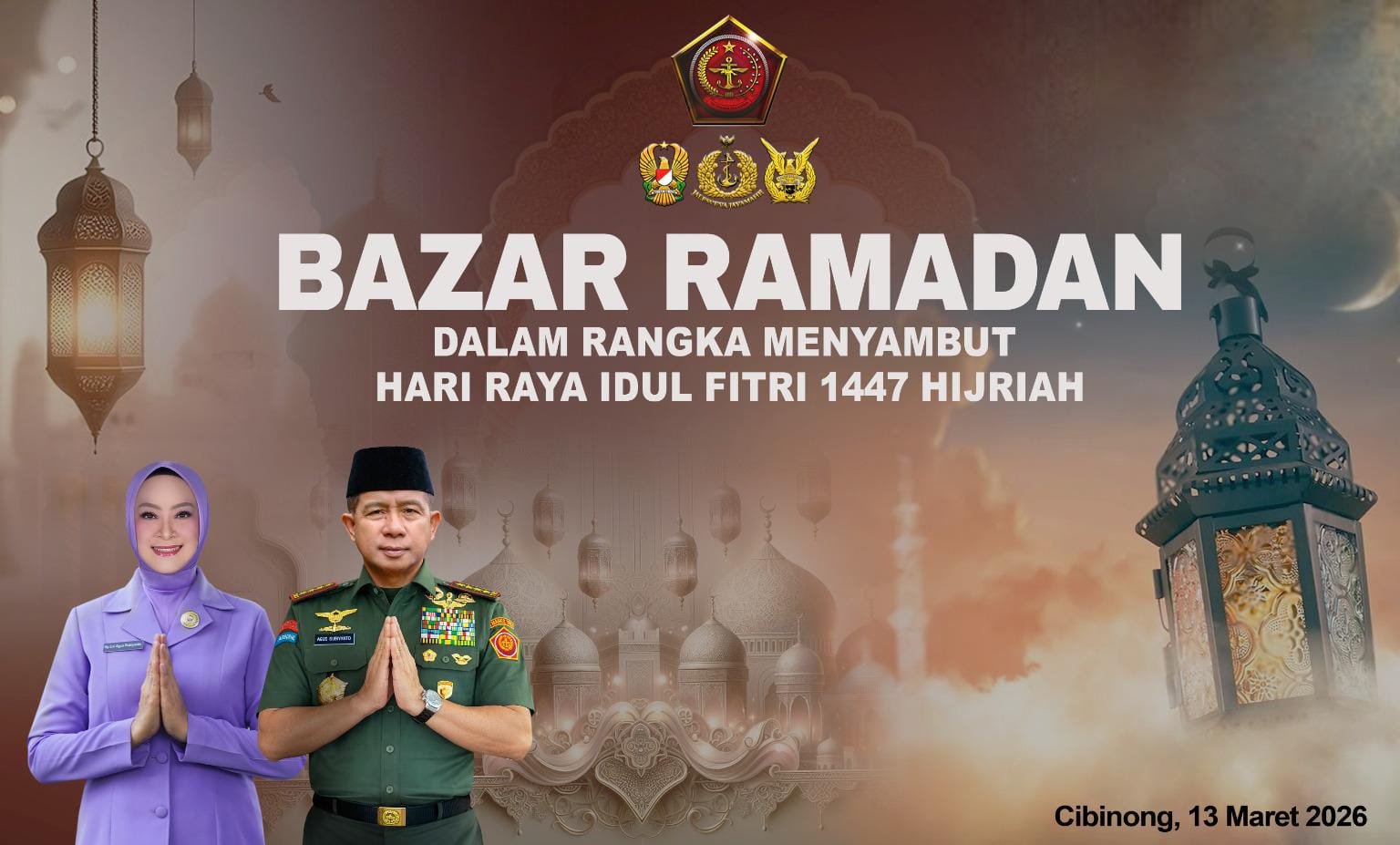 Danrem 061 dan Bupati Bogor Hadiri Bazar Ramadhan di Makodim 0621/Kab. Bogor