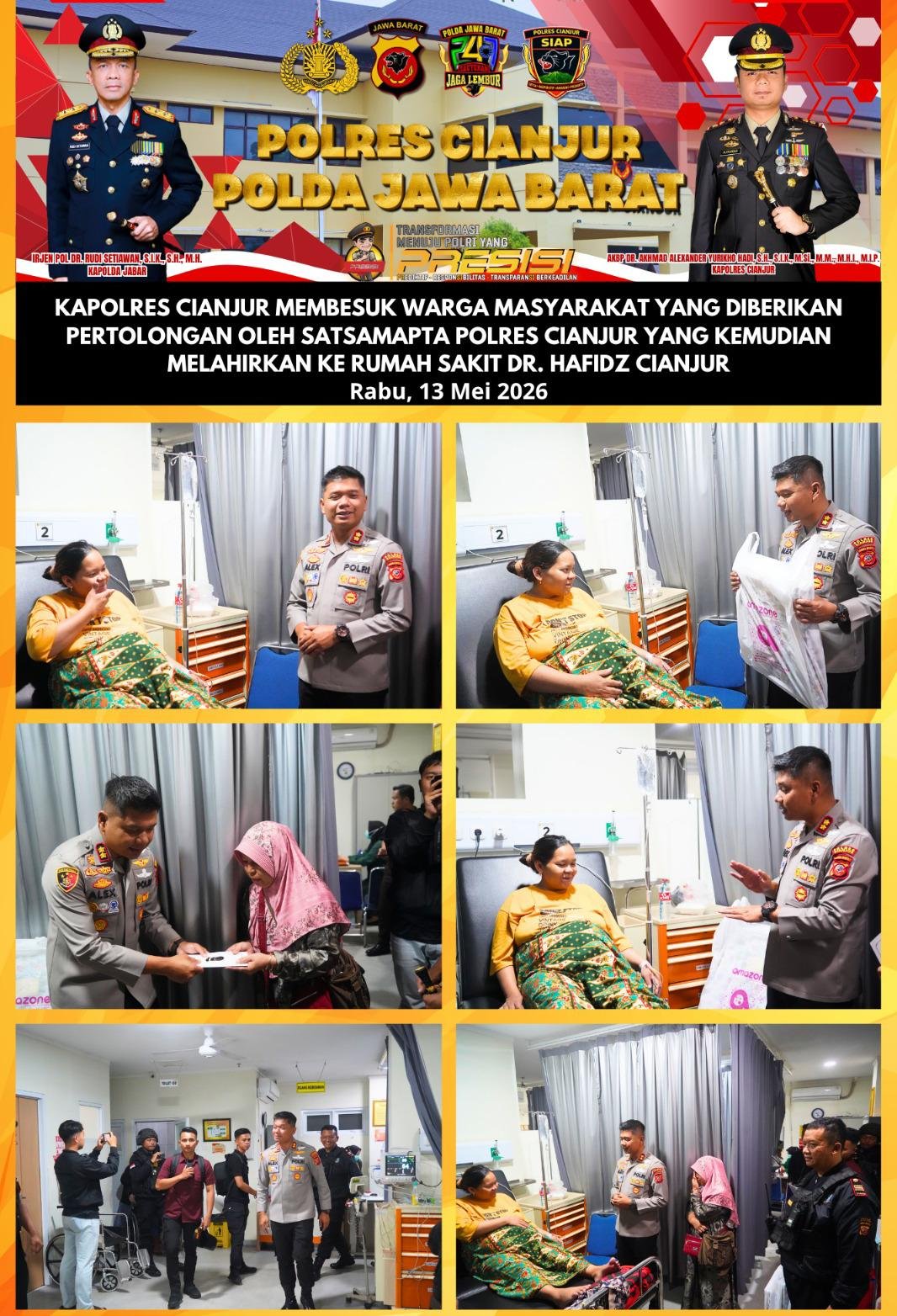 Patroli Jago Polres Cianjur Berhasil Evakuasi Ibu Hamil Hingga Melahirkan Bayi Kembar dengan Selamat
