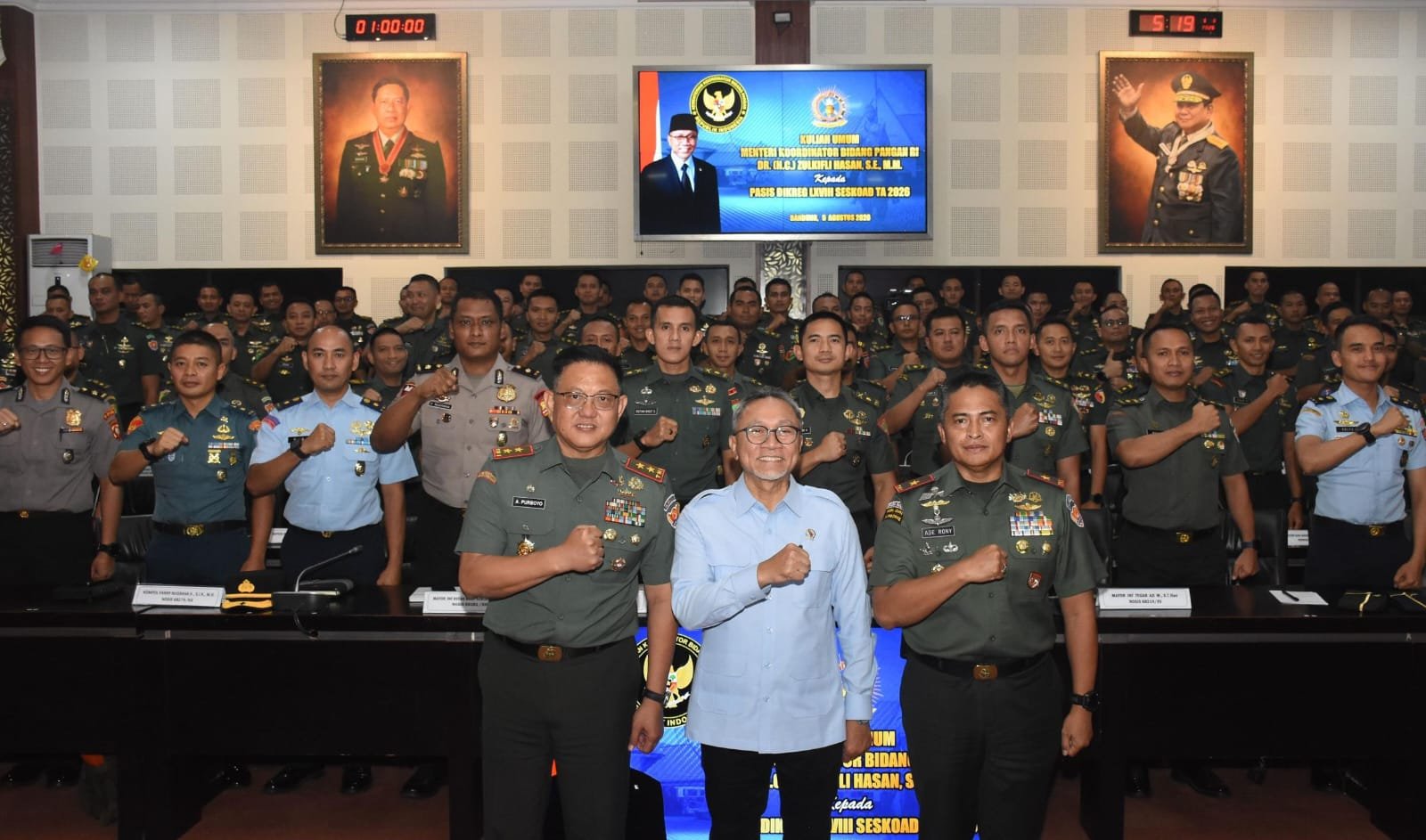 Menko Pangan RI Bekali Pasis Seskoad Wawasan Ketahanan Nasional
