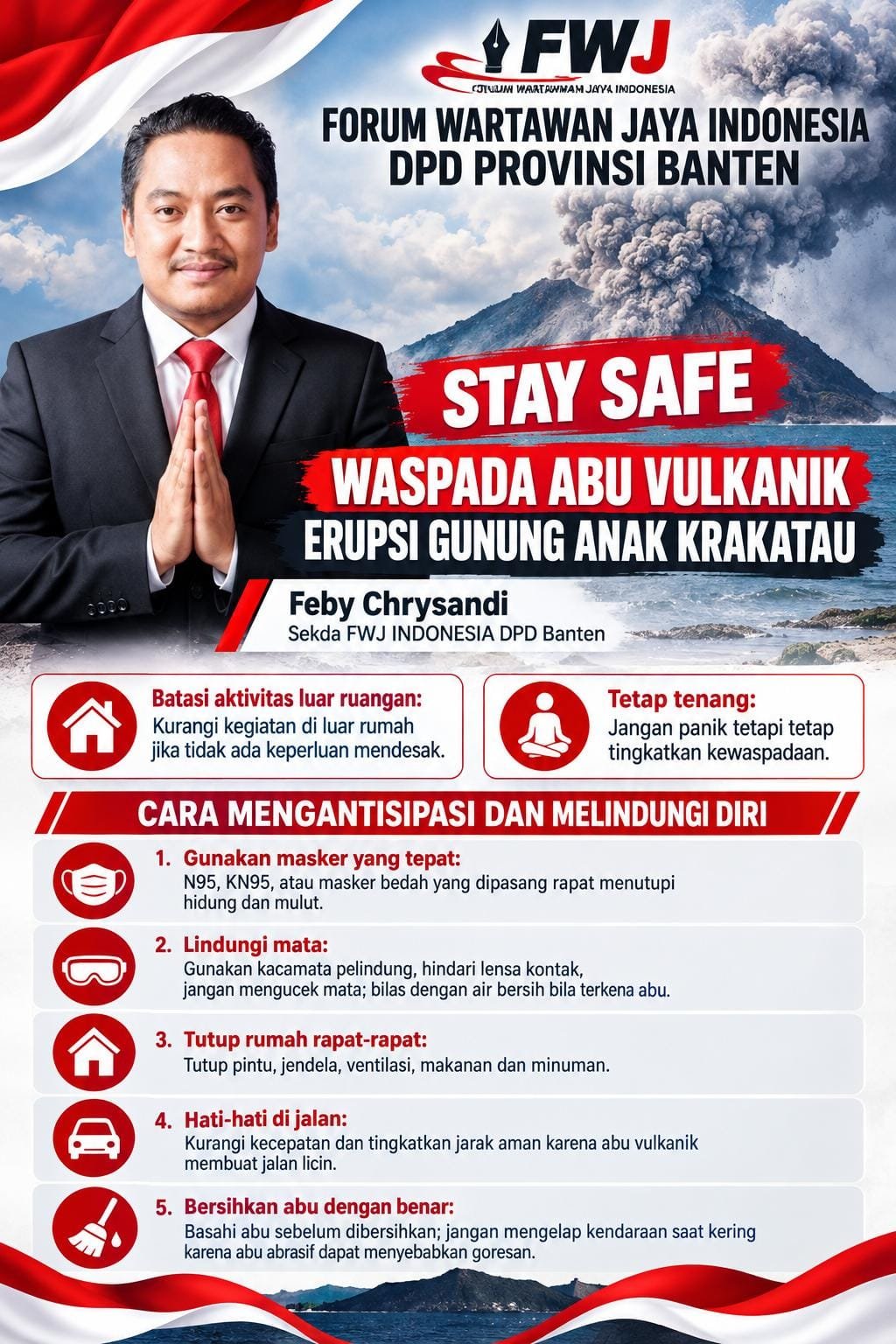 Erupsi Gunung Anak Krakatau, FWJI Imbau Warga Banten Waspada Abu Vulkanik