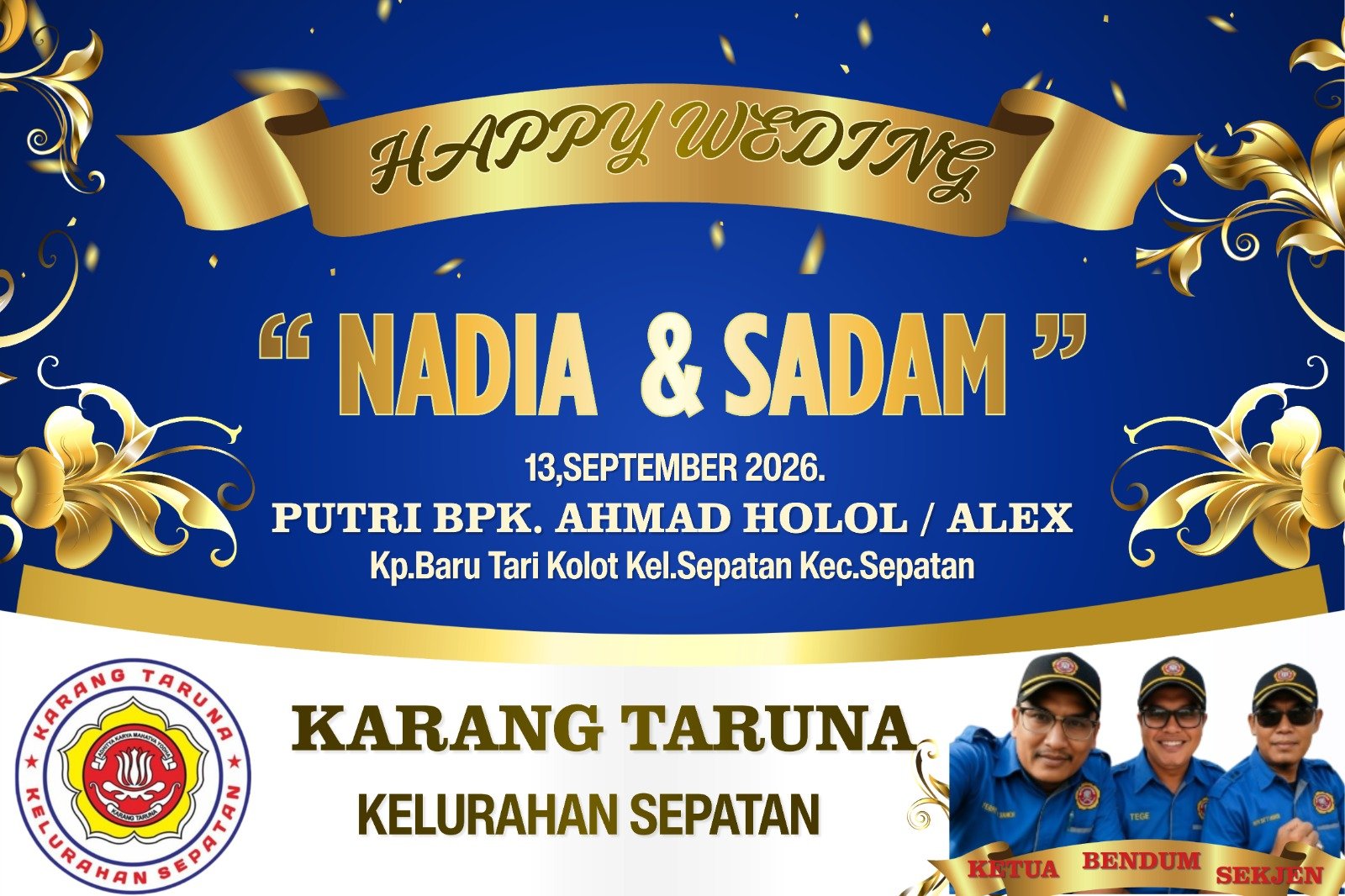 Jajaran dan Anggota Karang Taruna Kompak Hadiri Resepsi Pernikahan Nadia