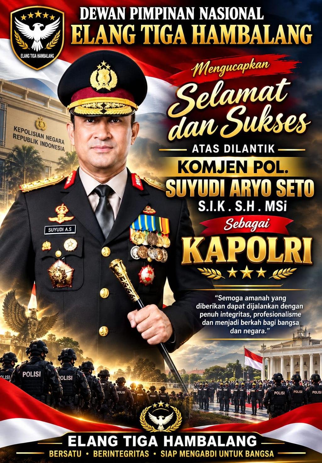 Safrizal Angkat Suara! Ucapkan Selamat Untuk Suyudi Ario Seto, Pesan: Amanah Pimpinan Polri