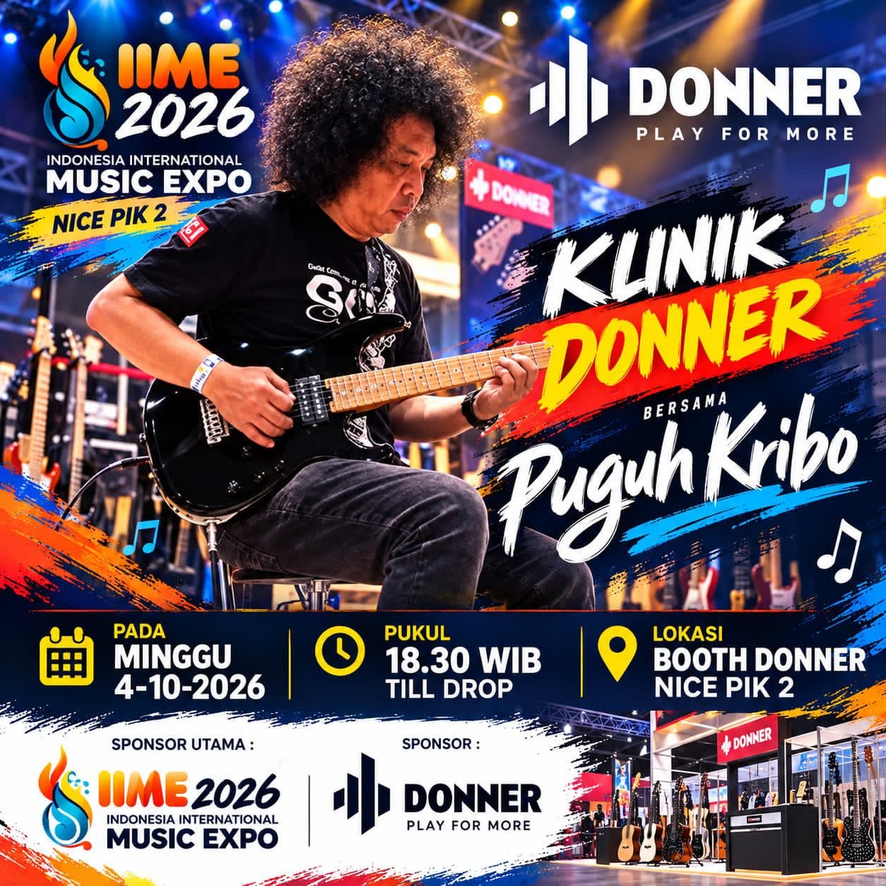 Donner Gelar Klinik Gitar Interaktif Bersama Puguh Kribo di Indonesia International Music Expo (IIME) 2026
