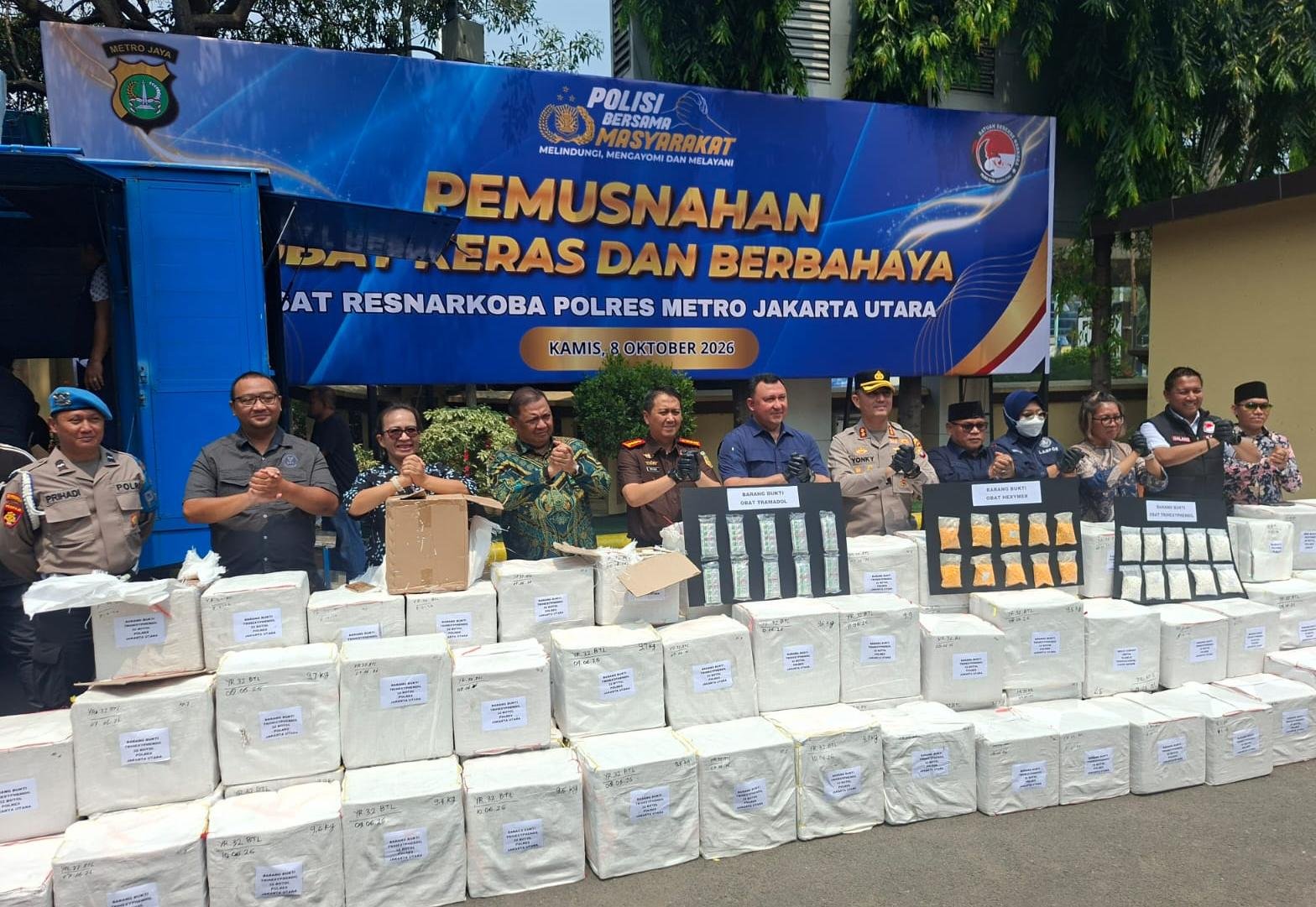 Jutaan Butir Obat Keras Dimusnahkan, Polres Metro Jakut bersama Forkopimko Jakarta Utara Persempit Ruang Gerak Peredaran Ilegal