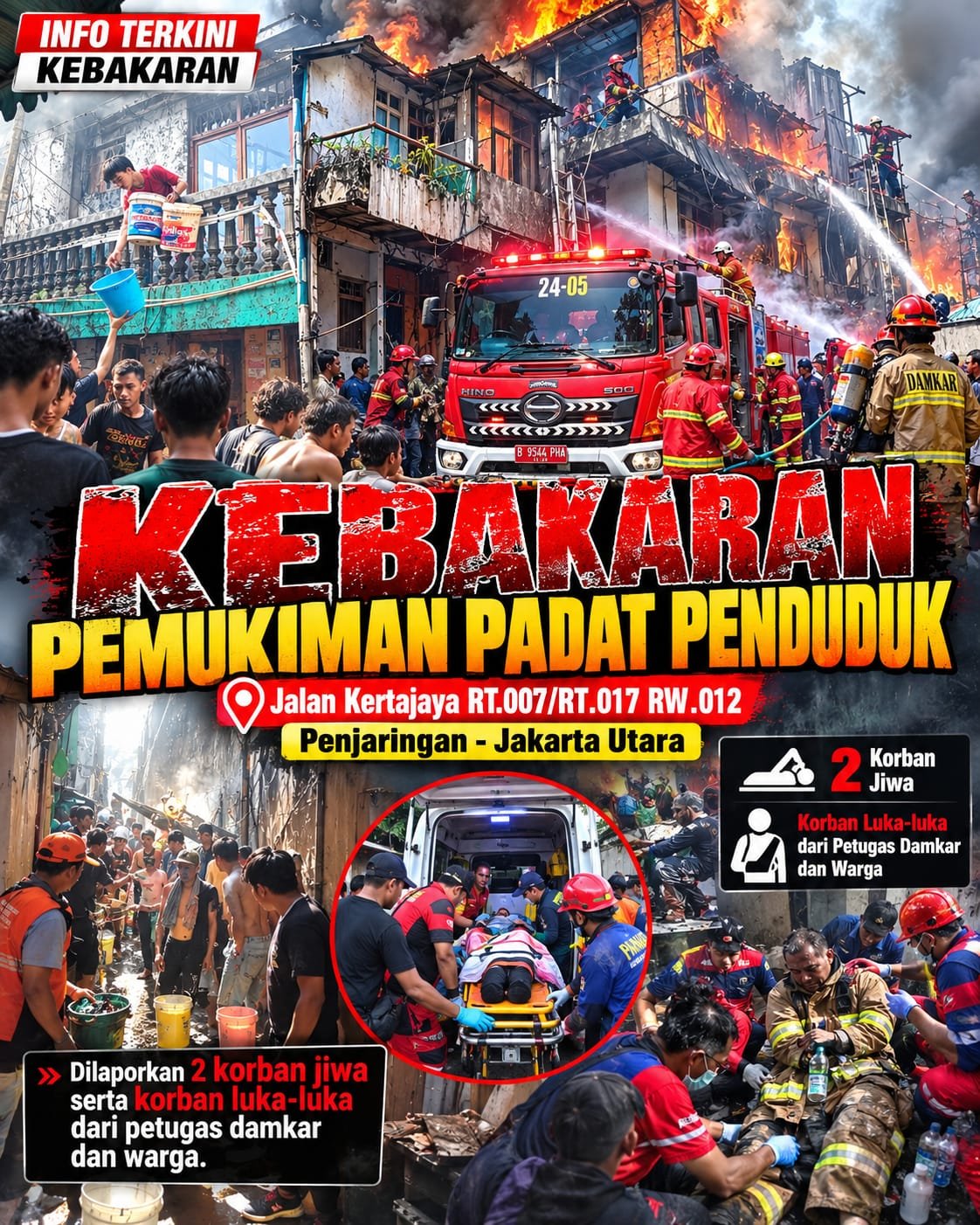 Tragedi Kebakaran di Jalan Kertajaya: Dua Nyawa Melayang, 174 Warga Terdampak