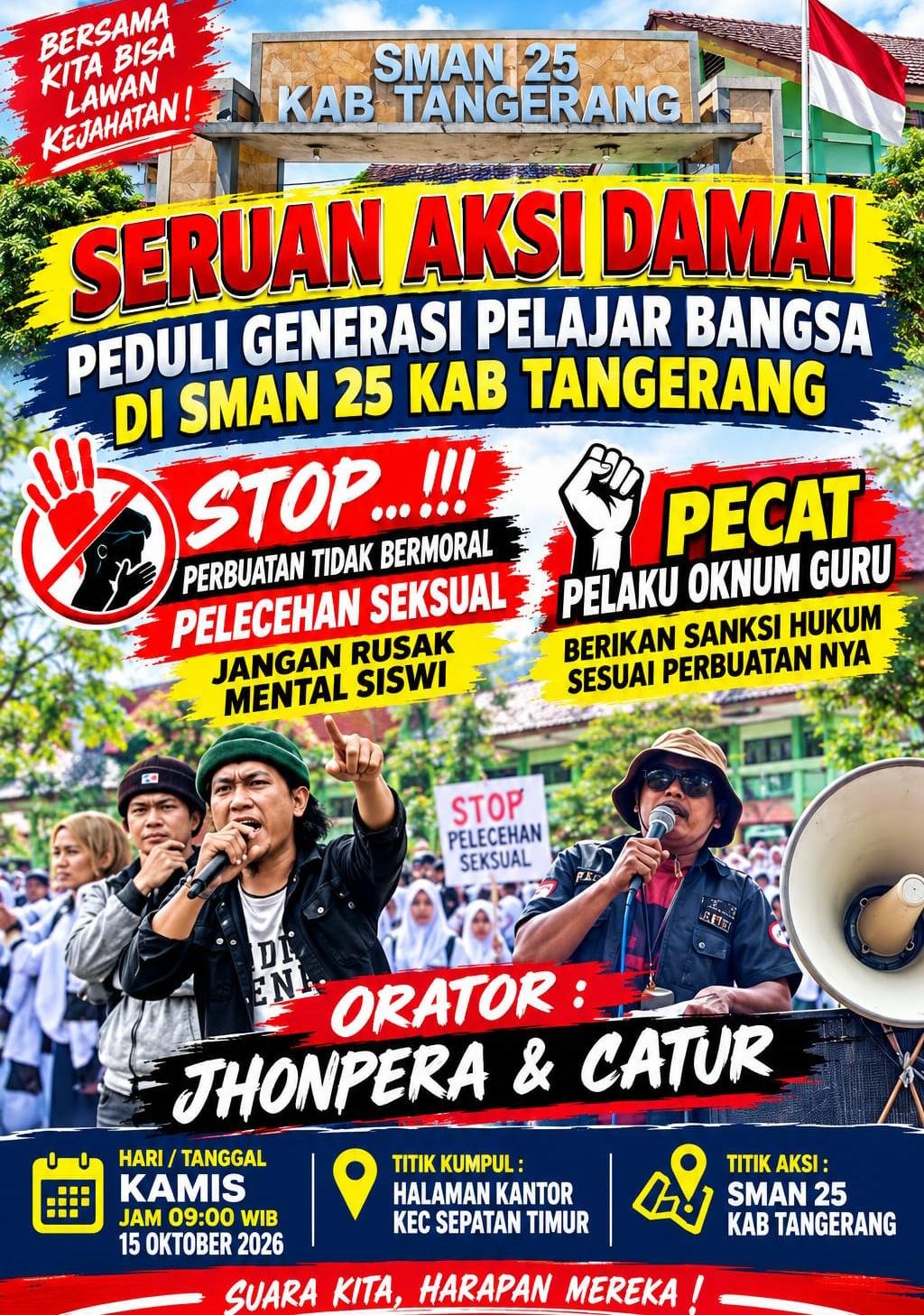 Alumni SMAN 25 Bermunculan, Aliansi Sepatan Raya Desak Oknum Guru Dipecat